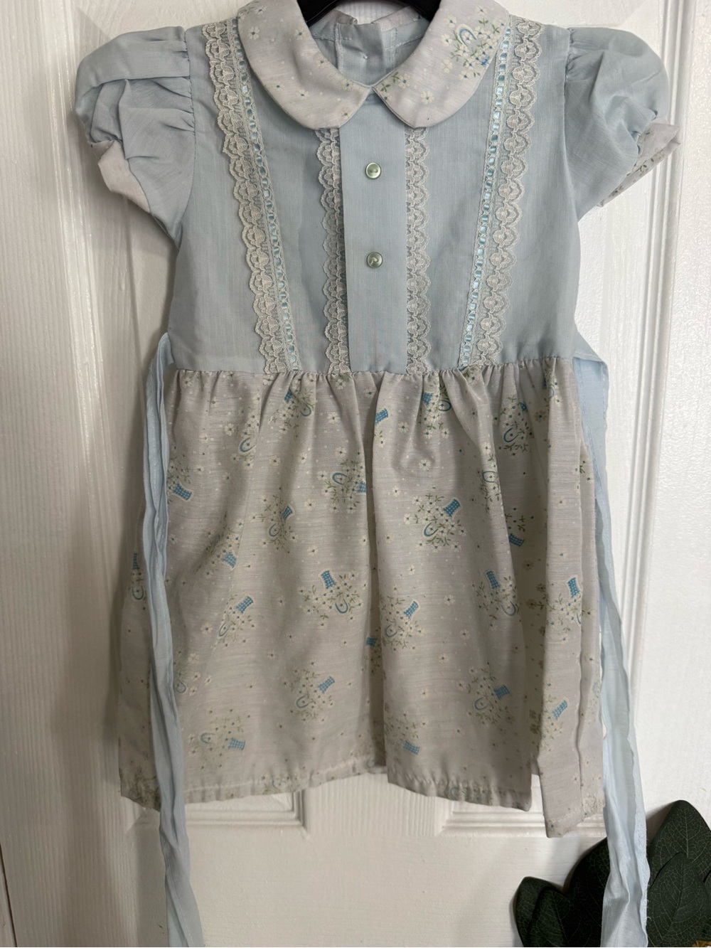 Vintage Classic Girls Light Blue Peter Pan Collar Dress size 2